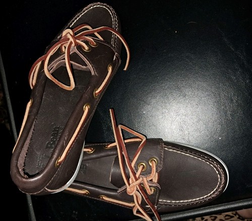 L.L. Bean Women's 6.5 Chocolate Brown Leather Boat Shoe Moccasin Slip On Loafer - Picture 7 of 8