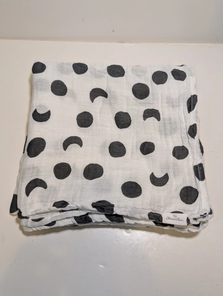 Oliver & Rain Muslin Baby Swaddle Blanket Organic Cotton Black White NWOT - Image 3 of 4