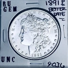 1891 BU GEM MORGAN SILVER DOLLAR UNC MS+++ U.S. MINT RARE COIN 9036