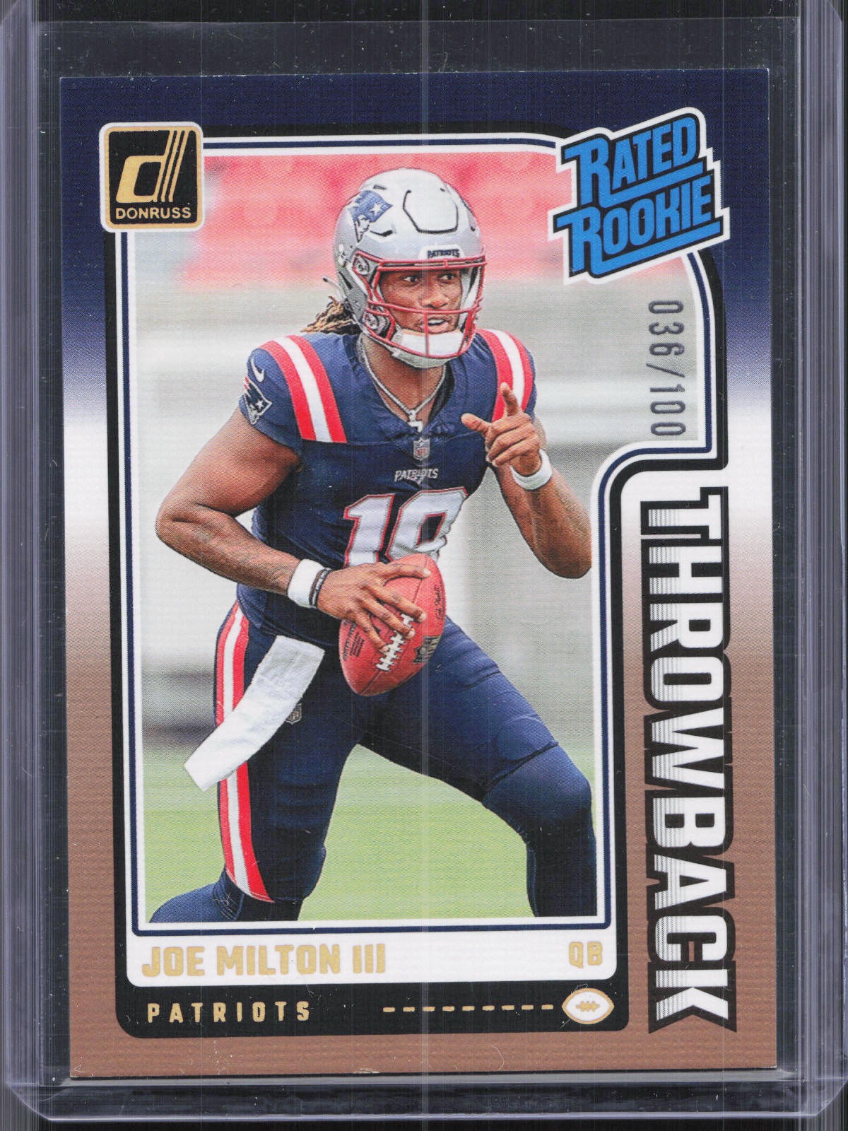 2024 Donruss #9 Joe Milton III Rated Rookies Throwback Studio Series #/100