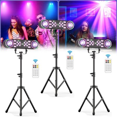 7in1 RGBW LED DJ Lights Wash Effect Laser UV Strobe Stage Light Kit W/Stand &Bag