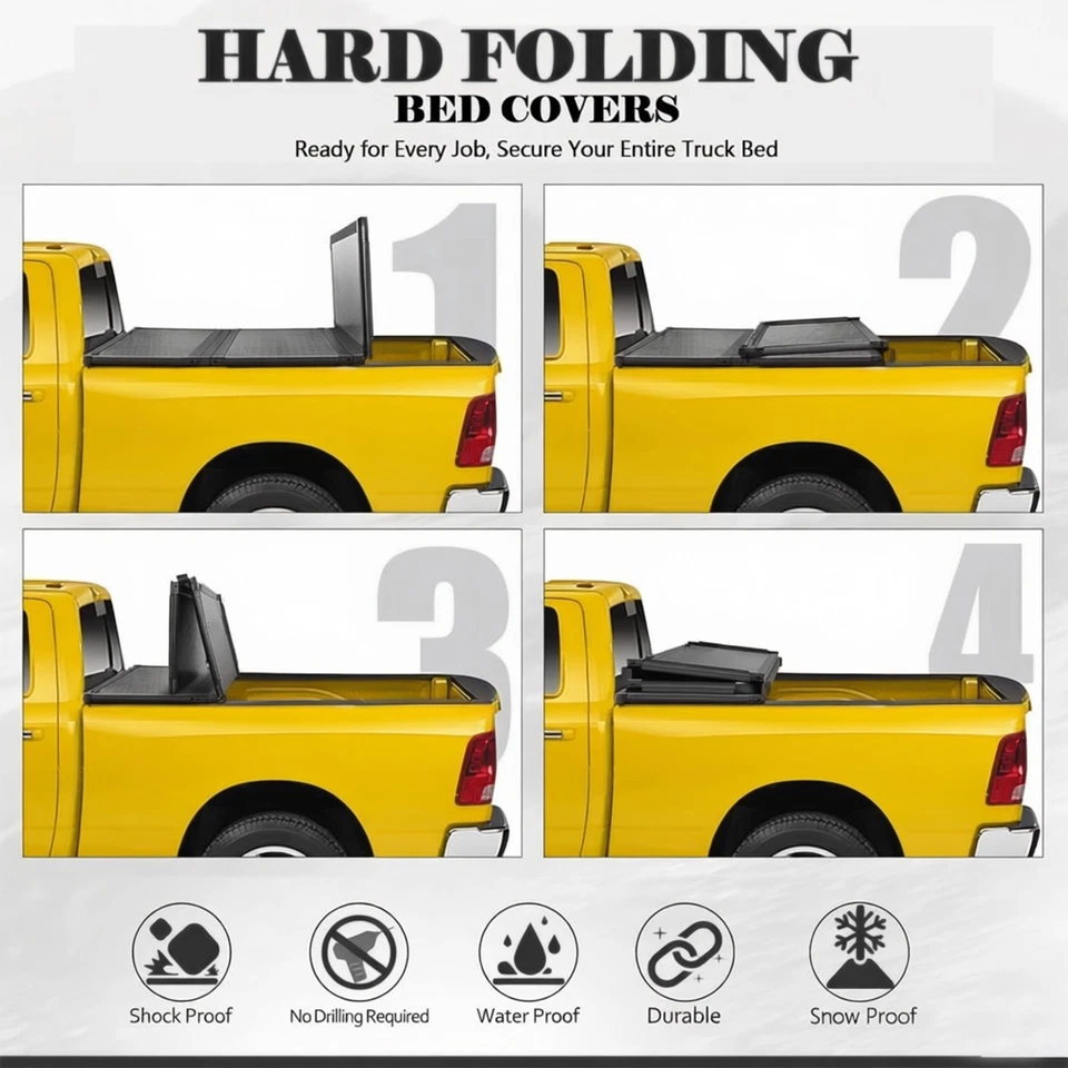 6.5ft Hard Tri-Fold Tonneau Cover For 2004-14 Ford F-150 2006-14 Lincoln Mark LT Foto 2 de 4