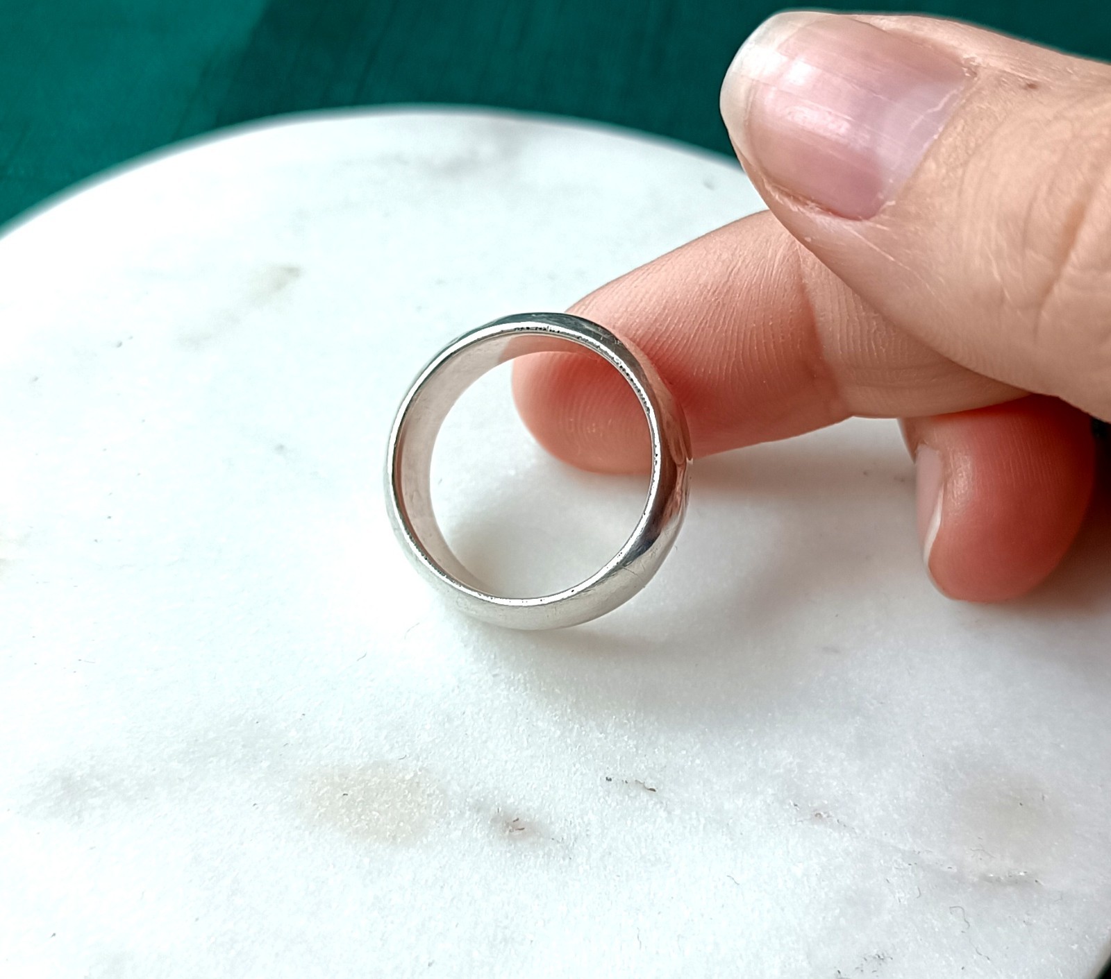 Vintage silver ring, simple solid thick band, mad… - image 7