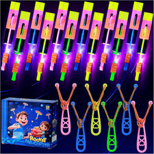 24 Sets LED Flying Set, 24 Slingshot 24 Glow Helicopter-48 Pcs, Flying Toy Outdo