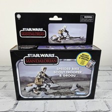 Star Wars The Mandalorian Vintage Speeder Bike Scout Trooper & Grogu Action New