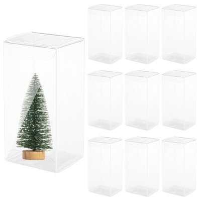 10 Stück durchsichtige Geschenkbox, 2,4''x2''x4,8'' Kunststoff Verpackung Box für Süßigkeiten Cookies