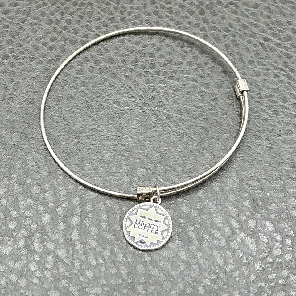 Brazalete Brazalete Alex And Ani Liberty Cobre Llevar Luz Dije Plata 925 Para Mujer Foto 4 de 4