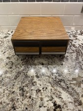 Vintage 2 Drawer Audio Cassette Tape Storage Holder Organizer Faux Wood Holds 28