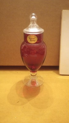 Vintage ''Royal Ruby'' by Anchor Hocking Footed Apothecary Jar with Lid & Label
