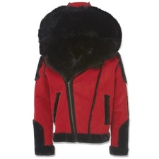 JORDAN CRAIG EL JEFE SHEARLING MOTO JACKET RED 91590 MENS FUR BRED RETRO NEW