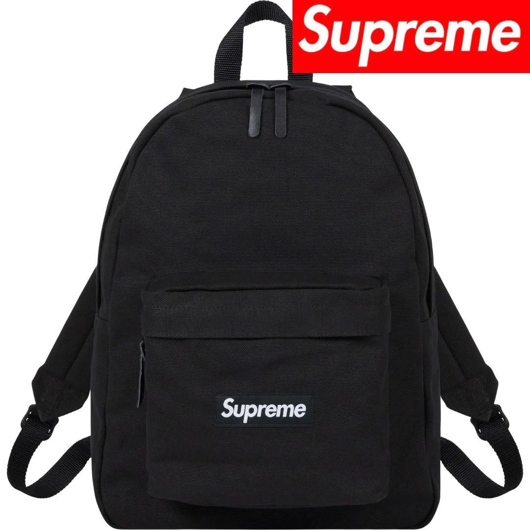 Sac à dos en toile Supreme noir 18 oz poids lourd minimaliste boîte logo occasion