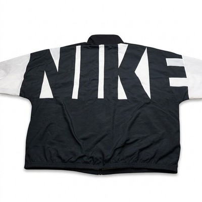 Nike 2XL Windbreaker Jacket Black White Big Logo Swoosh Mesh Lined CW7348-013