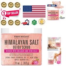Natural Himalayan Salt Body Scrub with Collagen for Glowing Skin - 11 Ounces