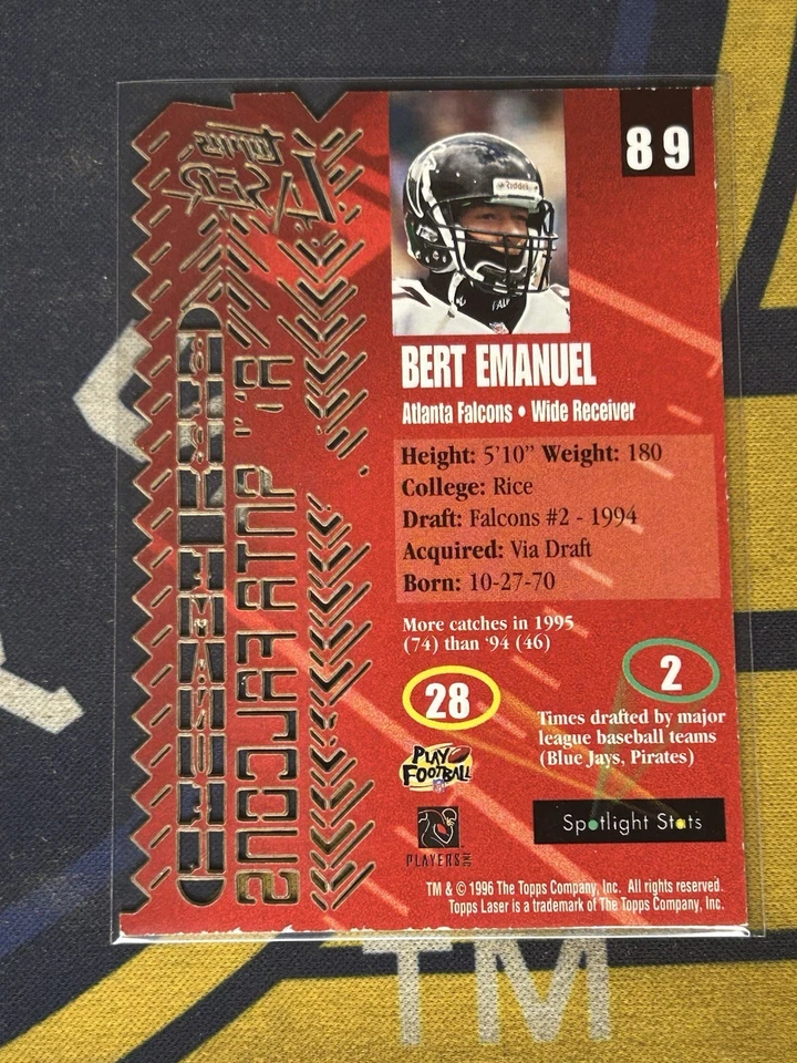 1996 Topps Laser - Bert Emanuel #89 - Image 2 of 2