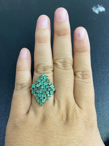 NATURAL EMERALD 2 MM STERLING SILVER 925 RING - 第 5/7 張圖片