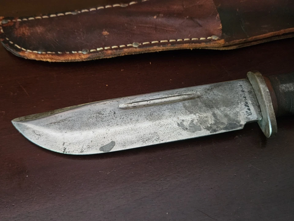 CUCHILLO DE COMBATE MILITAR DE COLECCIÓN CATTARAUGUS 225Q SEGUNDA GUERRA MUNDIAL EE. UU. Foto 2 de 4