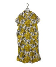 GANNI                    V-neck cotton dress EUE-11110-A Yellow x White EUE-1111