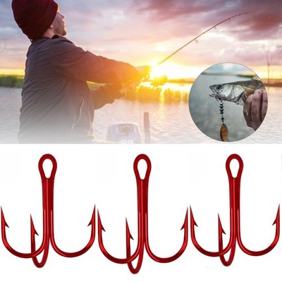 100PCS Fishing Hook Sharp Treble Hooks Fishing Tackle Size 2# 4# 6# 8# 10# 12#
