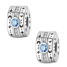 KUNSIR 925 Sterling Silver Clip Spacer Charm Lock Stopper Bead For Bracelet Clip