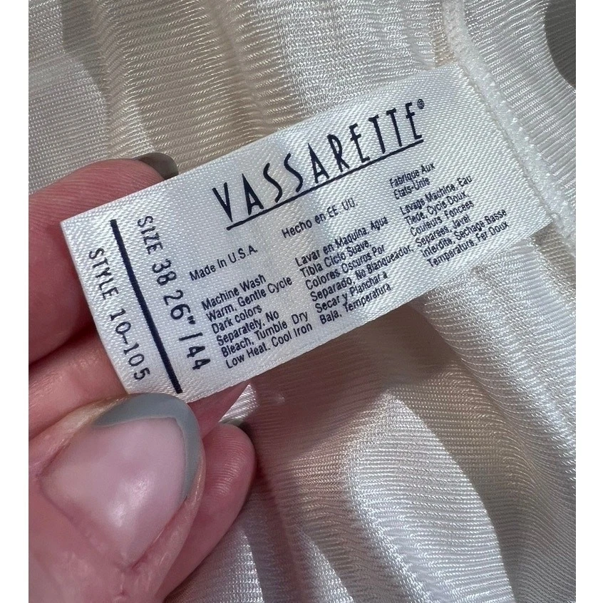 OFF WHITE Abito Slip Vintage Vassarette Lacey Lingerie Pin Up Taglia M Off White Panna Retrò