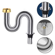Flexible Stainless Steel Sink Drain Pipe Hose 80/100 cm for Easy Connection