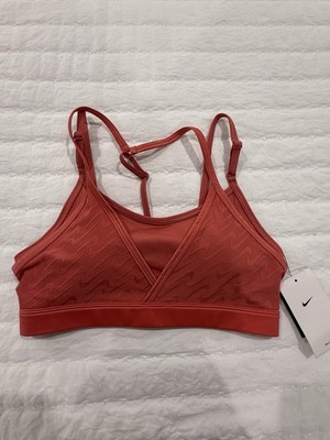 Women s Nike Dri-Fit Indy Swoosh Adjustable Bra In Coral M NEW