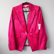 NWT Veronica Beard Size 4 Blazer Pink Long Sleeve Corduroy Silver Button