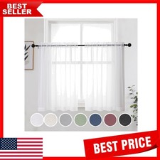 Chic White Sheer Curtains - 2 Panel Set, 42" W x 36" L, Perfect for Cozy Spaces