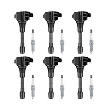 Set of 6 Ignition Coil Packs and Iridium Spark Plug Compatible with Nissan In...