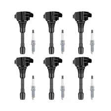 Set of 6 Ignition Coil Packs and Iridium Spark Plug Compatible with Nissan In...