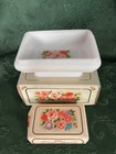 Vintage Milk Glass White Avon Country Garden Soap Dish w Bird Of Paradise Soap!
