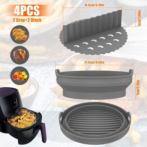 Air Fryer Silicone Liner Pot with Divider Multipurpose Air Fryer Silicone} - Picture 4 of 18