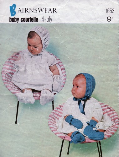 ~ Vintage 60er Jahre Bairnswear Baby Strickmuster für Hauben, Stiefel & Handschuhe ~