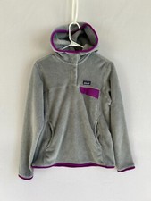 Vintage Patagonia Women's Polartec 1/4 Button Fleece Hoodie Women's Medium Gray