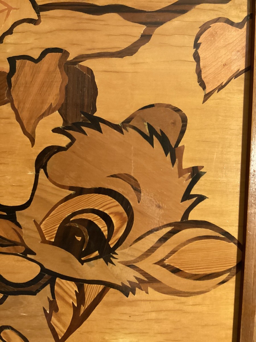 Bambi Marquetry Wood Inlay Vintage 1976 Disney Art Italian