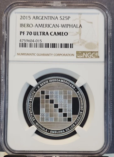 2015 ARGENTINA SILVER 25 PESOS S25P WIPHALA NGC PF 70 ULTRA CAMEO PERFECTION
