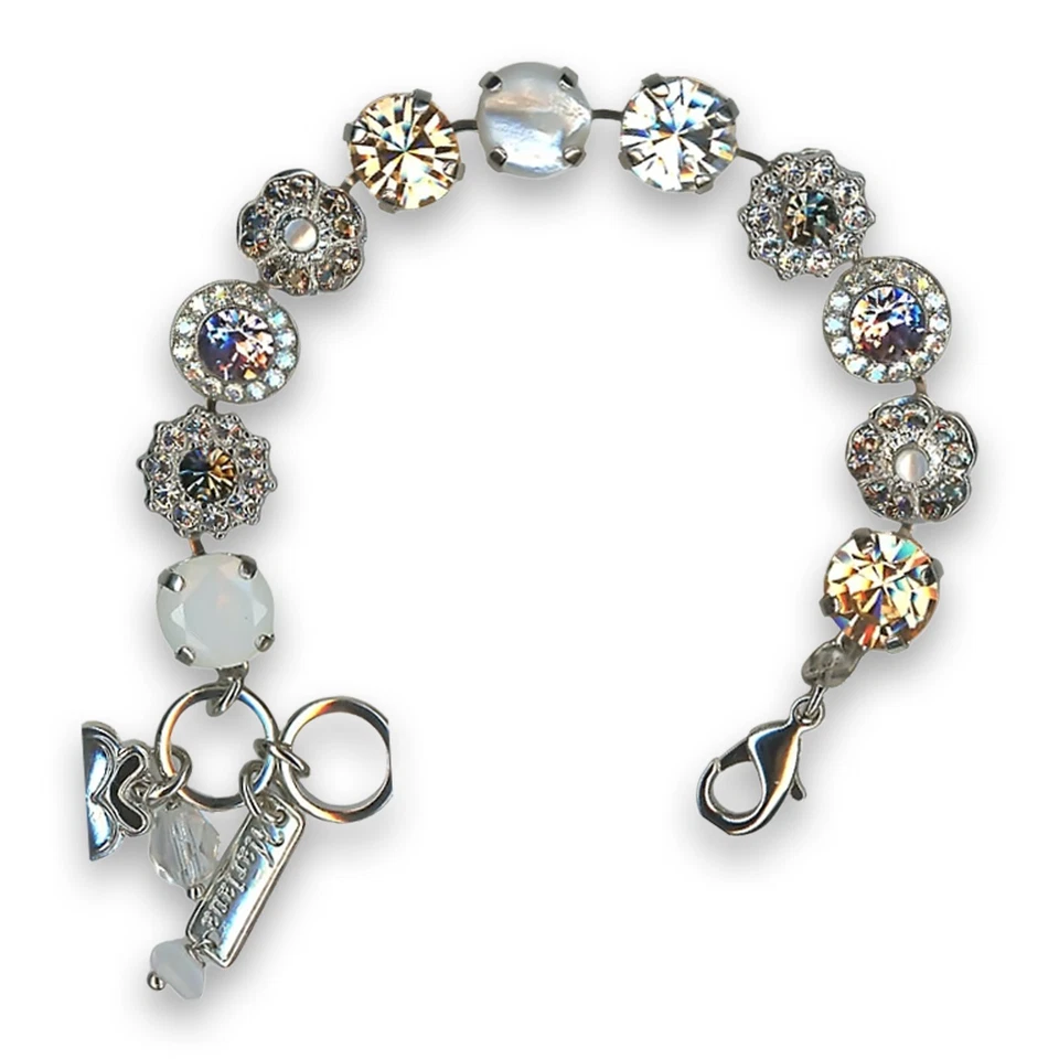 Pulsera de Mariana Mujer atemporal concha blanca mineral y seda Swarovski Cry... Foto 3 de 4