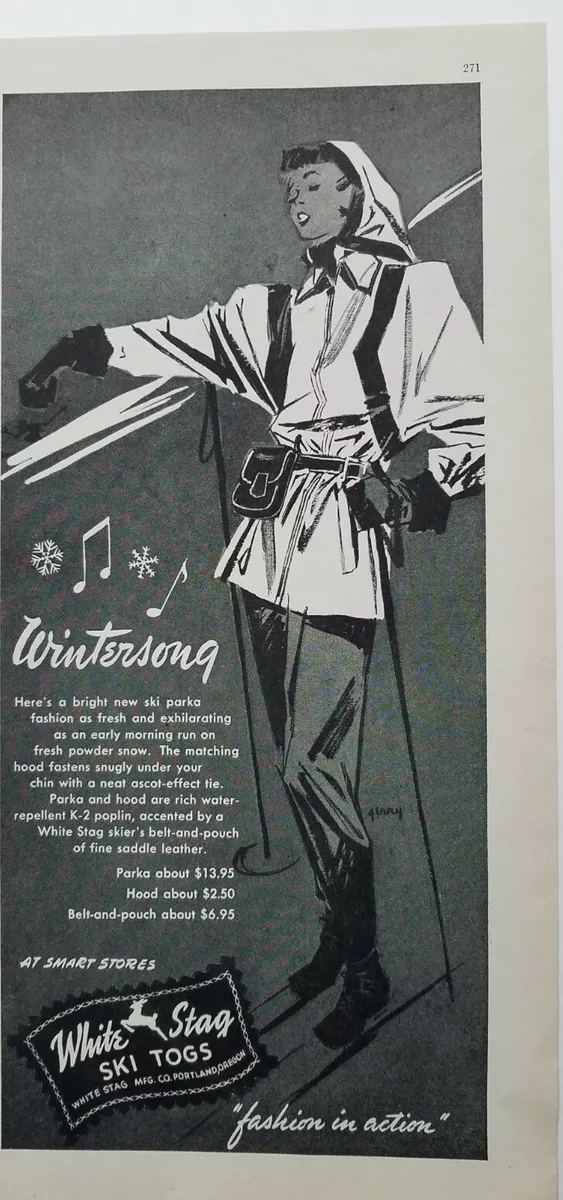 1946 White Stag Ski Togs vintage winter clothing ad