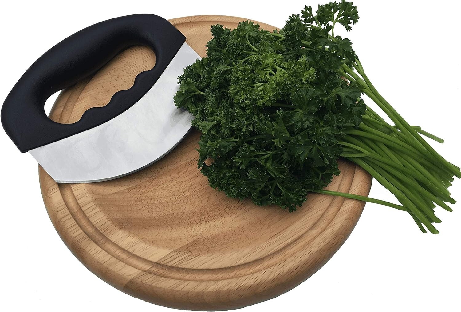 Vegetable Cutter & Salad Chopper - Mezzaluna Knife with Stainless Steel Blade