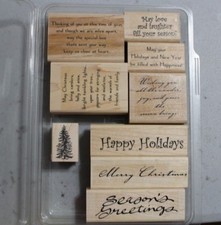 Stampin' Up Season's Greetings Stamp Set Of 8 Retired Holiday Messages sayings
