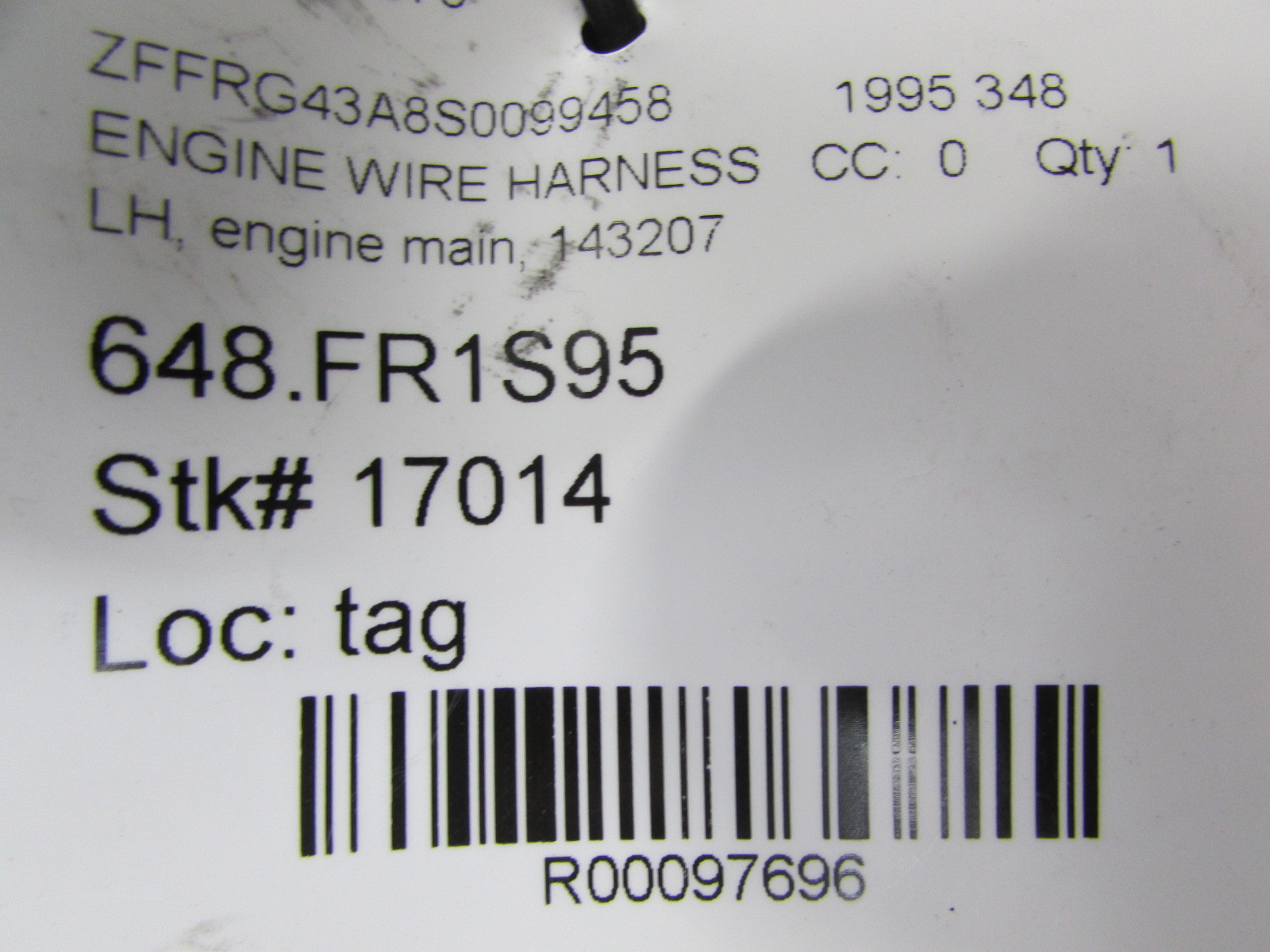 Ferrari 348, LH, Left Engine Wire Harness, Used, P/N 143207
