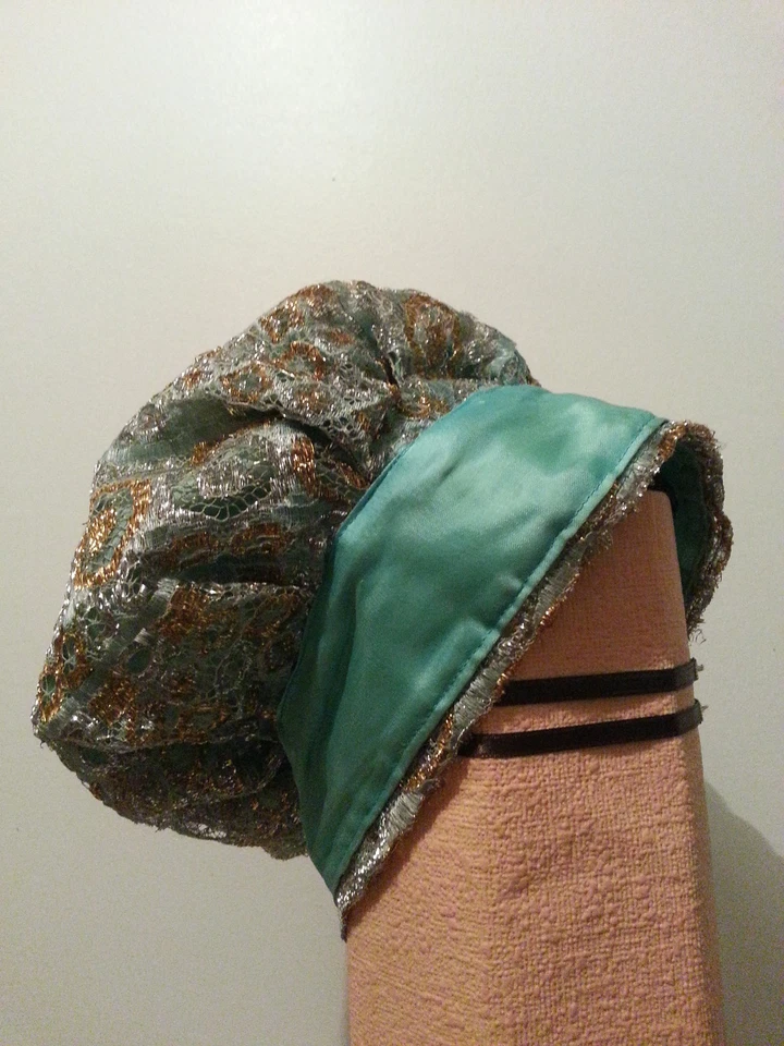 Robe de soirée/fête & Chapeau -VINTAGE 1960-FAIT MAIN - Satin&Laminé VOIR PHOTOS - Photo 1/4