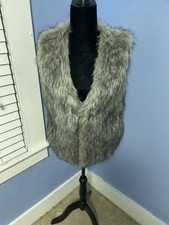 Jack Brown Black Faux Fur Open Front Vest Bohemian Women’s Medium