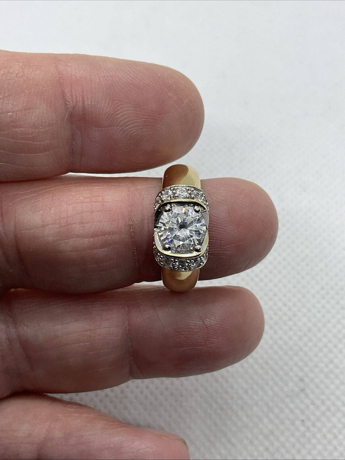 AWESOME Solid 14K Yellow Gold Solitaire White CZ … - image 12
