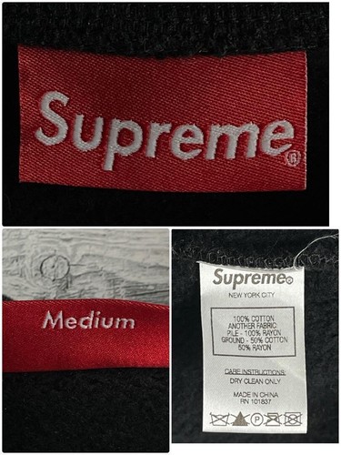 Supreme Leopard Panel Half Zip Sweatshirt Black size M Used from Japan - Picture 9 of 9