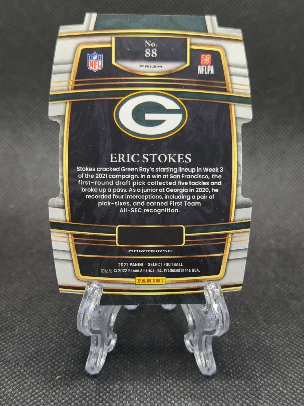 2021 Select - Eric Stokes #88 Rookie Card - Yellow & Black Prizm Die-Cut Packers