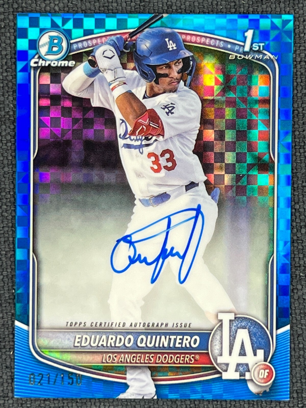 2025 Bowman Chrome Prospect Auto Blue X-Fractor Eduardo Quintero 1st 21/150