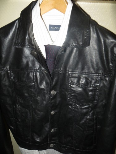 Armani Junior Boys Black Faux Leather Fight Club Blazer Car Coat Jacket XIV 14 - Picture 6 of 12