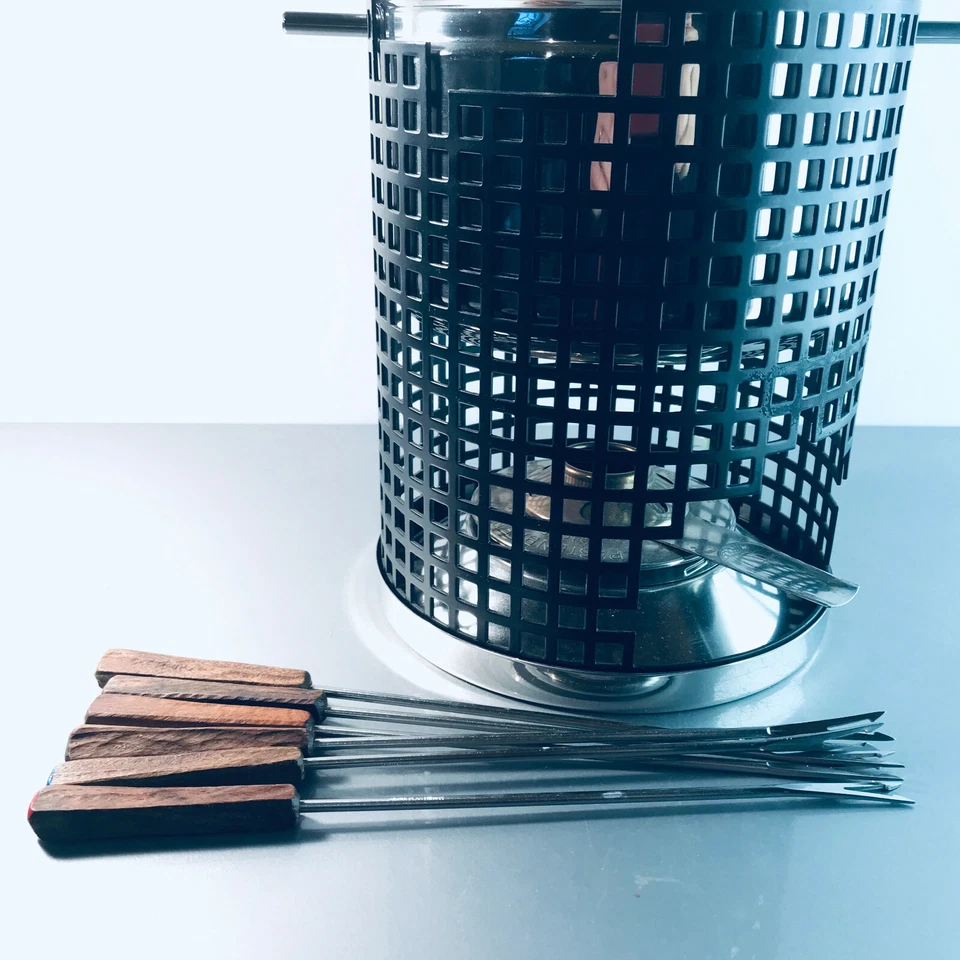 SPRING Swiss Fondue Topf Fonduetopf Stövchen Rechaud Edelstahl Gabeln - Bild 4 von 4