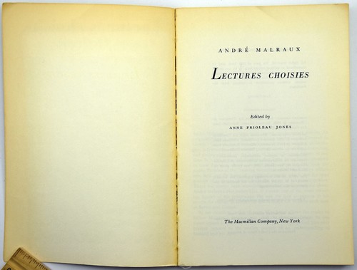 Lectures Choisies Andre Malraux Anne Prioleau Jones Vintage French Book - Picture 4 of 10